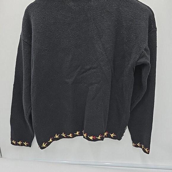 Casual Corner Ugly Christmas Embroidered Beaded Button Up Cardigan Sweater PS - Picture 4 of 16